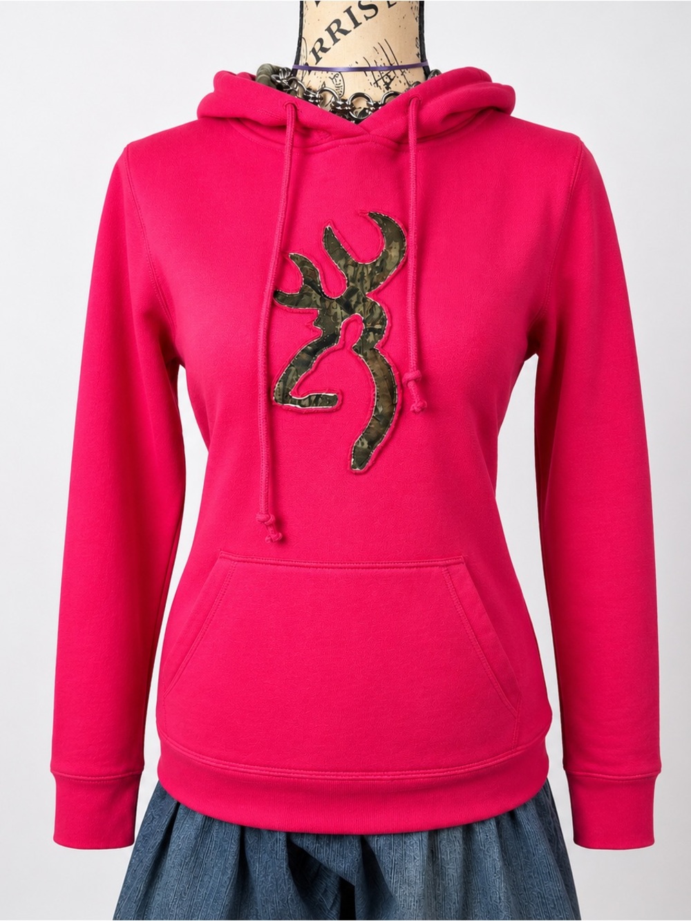 Browning Hot Pink Women's Hooded Pullover with Camo Logo